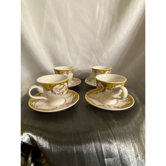 8 Piece Set of Gracie China Demi Tasse Cups with Saucers Birds Berries EUC - Picture 8 of 15